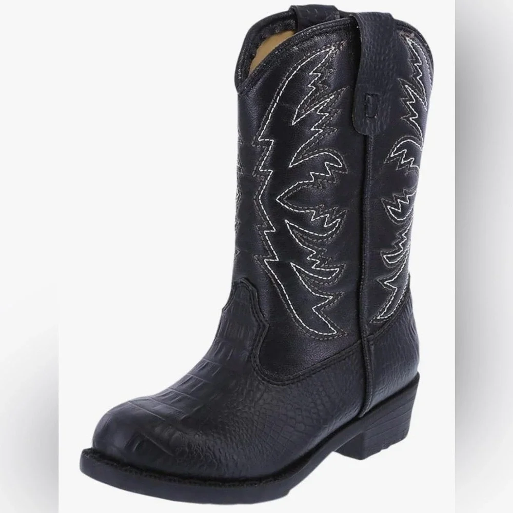 SMARTFIT Black Cowboy Boots Western Cowgirl Kid Croc Crocodile Toddler Little 13